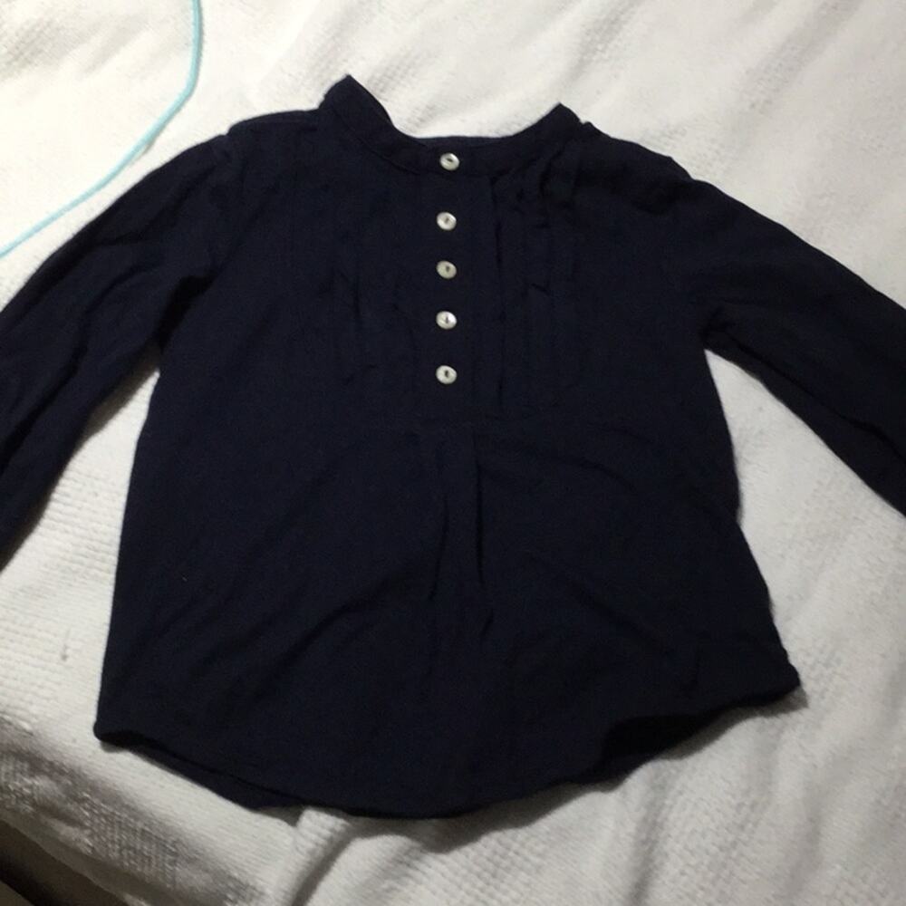 Ralph Lauren navy knit 1/2 button down blouse 2T